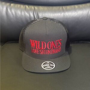 Poshmark Black Trucker Hat with Red Logo